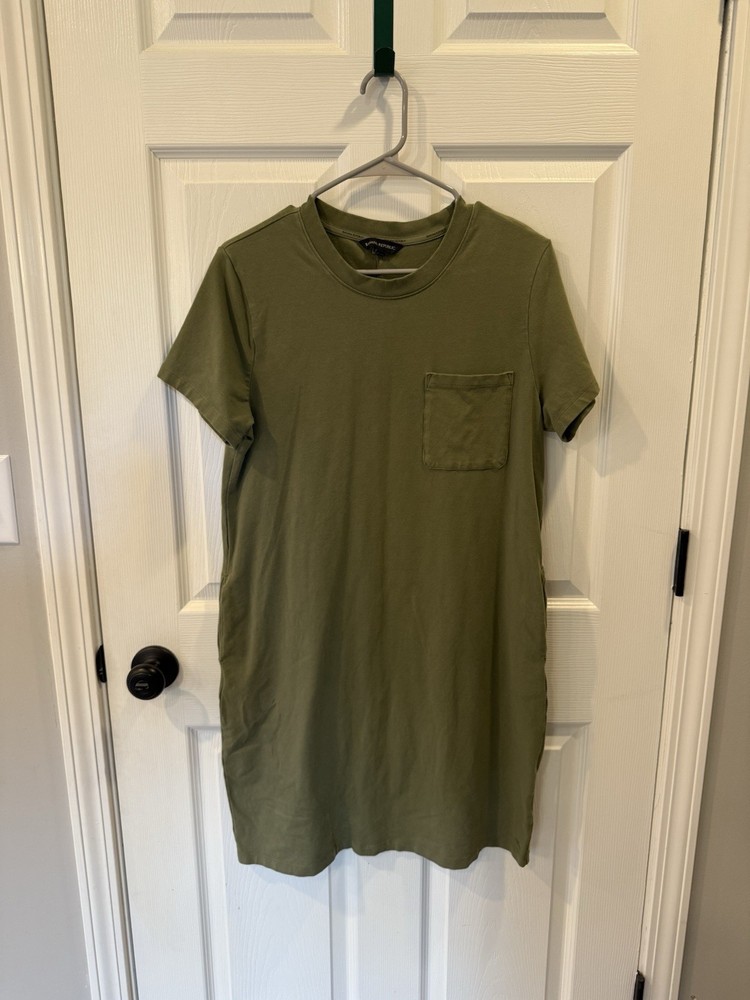 Banana Republic Women's Short Sleeve T-Shirt Dress Olive Green Size M Pocket