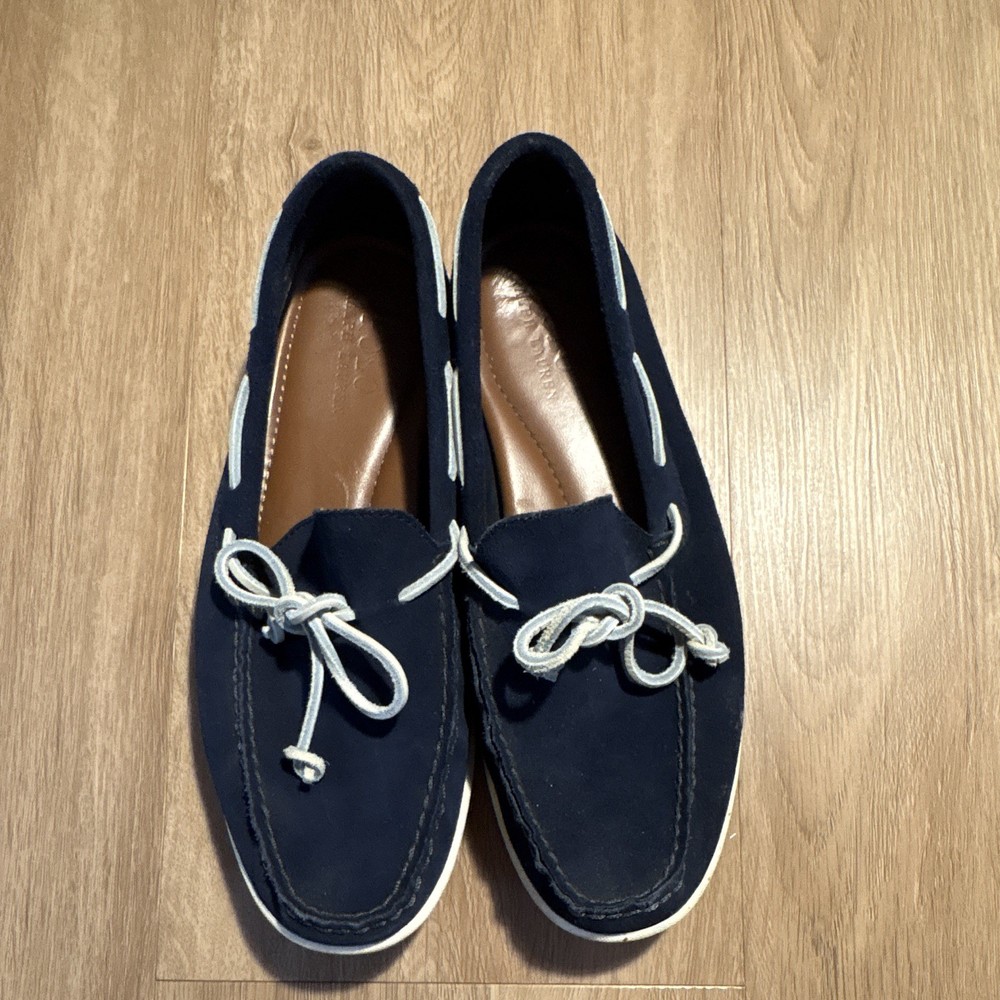 Polo Ralph Lauren Men’s  Navy Suede Boat Shoe Lace-Up Blue/White 9.5 D