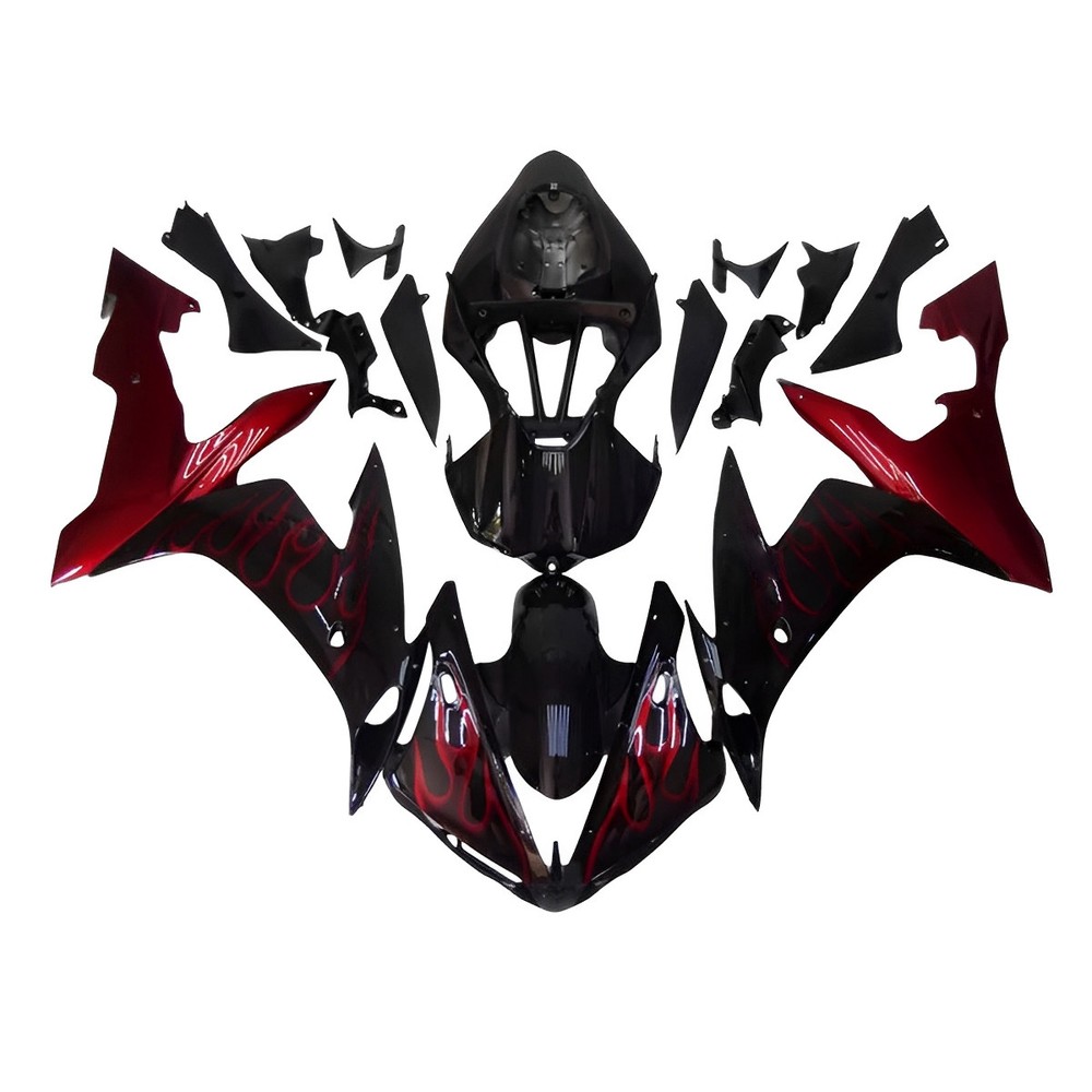 Red Flames Black ABS Cowl for Yamaha YZF1000 R1 2004-2006 Bodywork