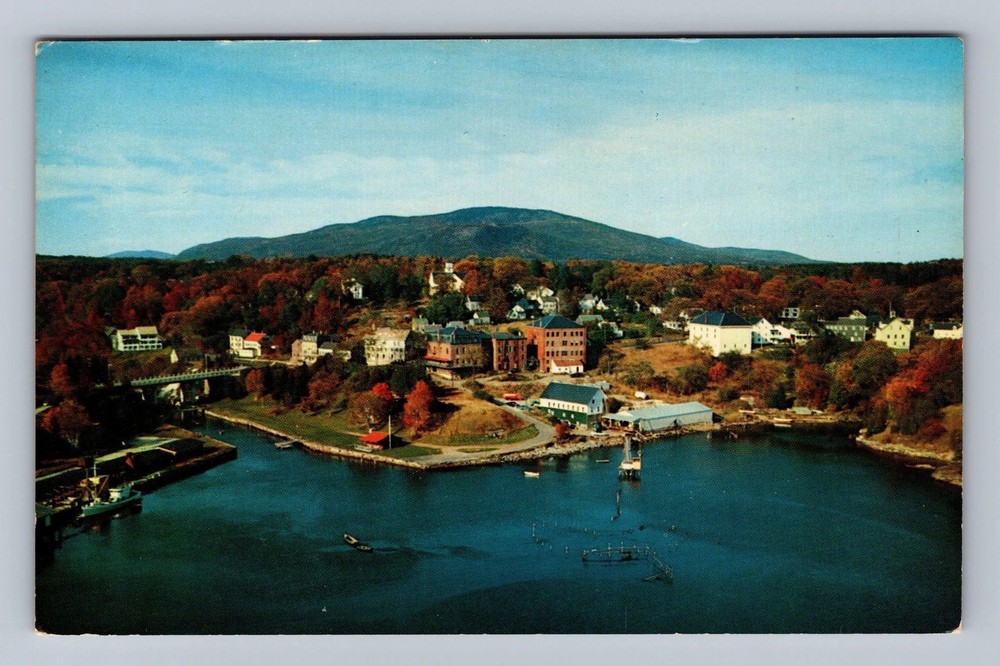 Rockport ME-Maine Aerial Of Town Area Vintage Postcard