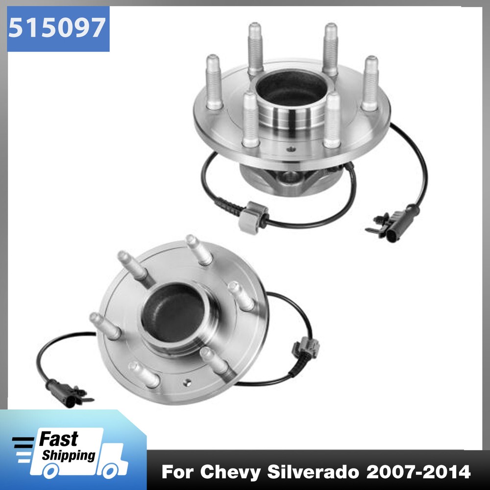 Pair Front Wheel & Bearing Hub for 2007-2014 Chevy Silverado GMC Sierra 1500 2WD