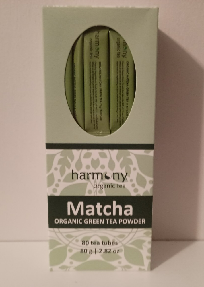 Harmony® Pure Organic Matcha Green Powder  on-the-go Tea Tubes 80 Ct Box 10/2027