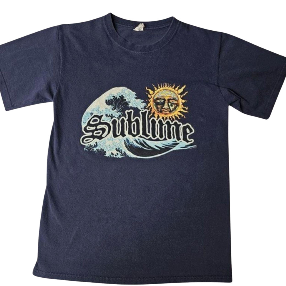 2006 Sublime Sun Wave T Shirt, Rock Surf Tee,  Dark Blue Tee M-3XL