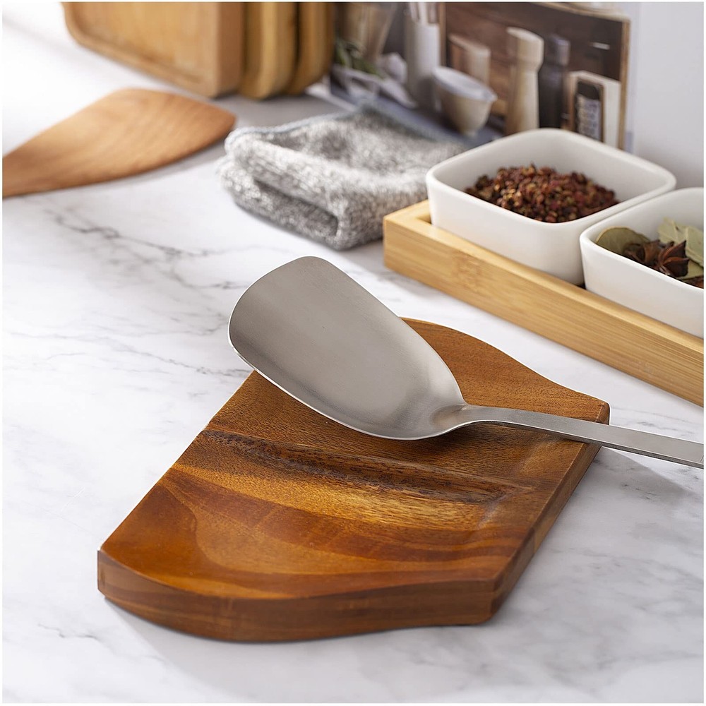 Acacia Spoon Rest, Double Spoon Rest For Stove Top,Handmade Wooden Spoon Rest...-image