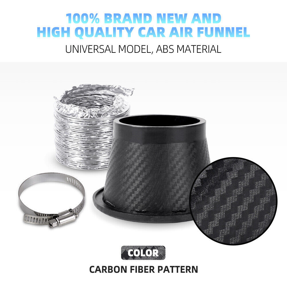 Universal Car Bumper Turbo Air Intake Pipe Funnel Hose Kit Round Inlet