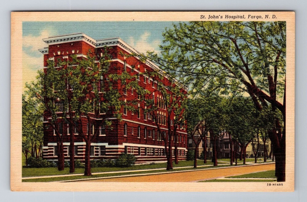 Fargo ND-North Dakota, St. John's Hospital, Antique Vintage Souvenir Postcard