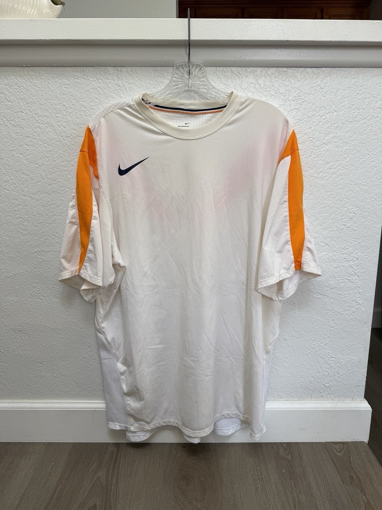 Men's Nike Sphere React White Orange Short Sleeve Active Sports Shirt - Size L