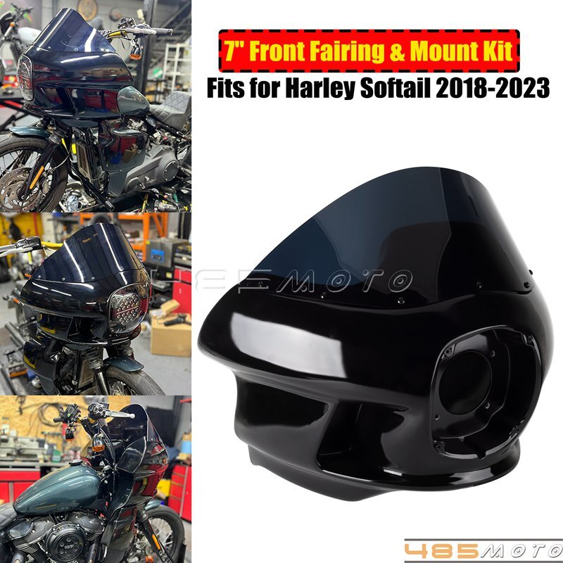 Headlight Fairing Windscreen w/ Mounts For Harley Softail Street Bob Low Rider S