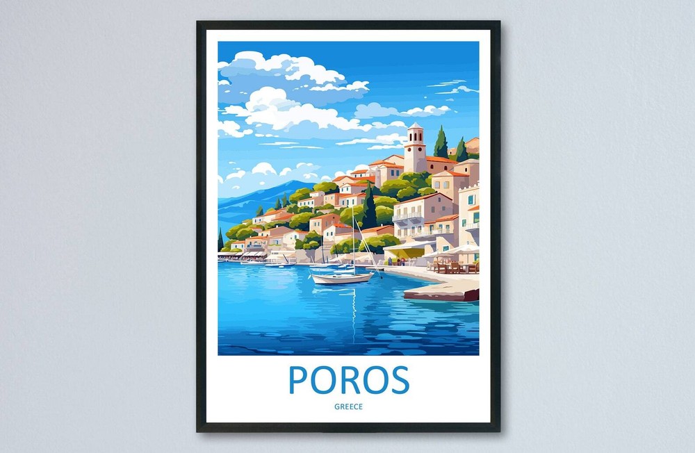Poros Travel Print Wall Art Poros Greece Wall Hanging Home Decoration Poros