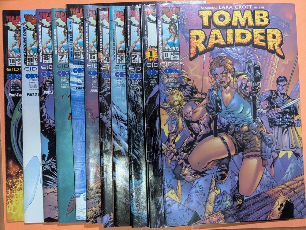 11 issue lot - Tomb Raider Lara Croft #1 thru 10 +0 - Image Top Cow Eidos 1999