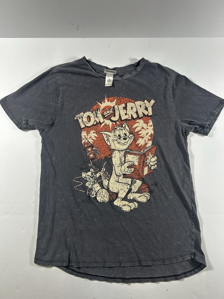 Tom and Jerry Graphic Tee Cartoon Character Design Blue Men Size XL Classic