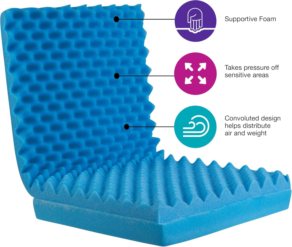DMI Egg Crate Sculpted Foam Chair Cushion, Seat Cushion, Car Seat Cushion, Chair