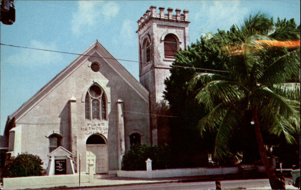 First Methodist Church ~ Old Stone Church ~ Key West Florida FL ~ postcard