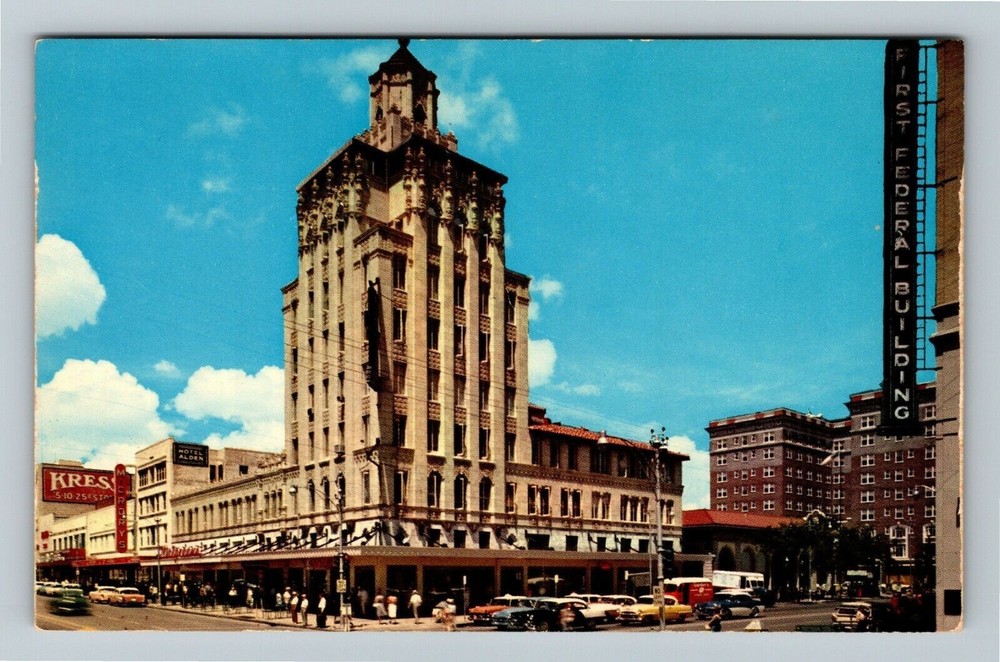 St Petersburg FL-Florida, First Federal Building, Post Office Vintage Postcard