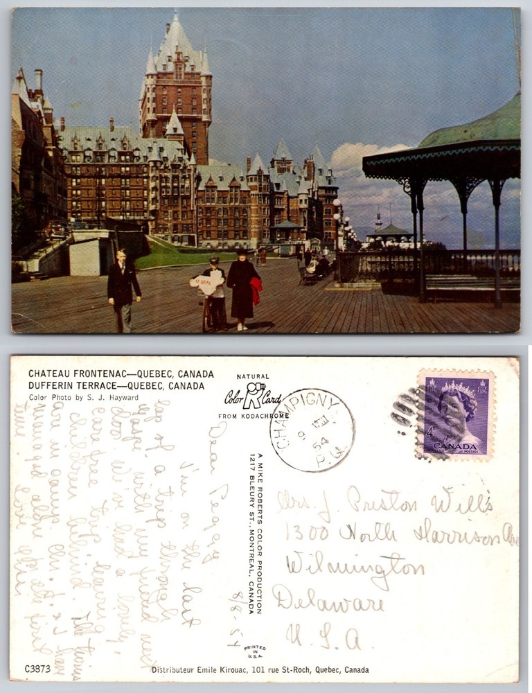 Chateau Frontenac Quebec Canada Terrace View Postcard