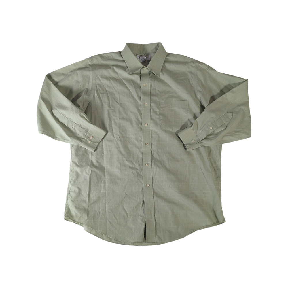 Brooks Brothers Button Down Shirt Men 17 32/33 Green Plaid 100% Non-Iron Cotton