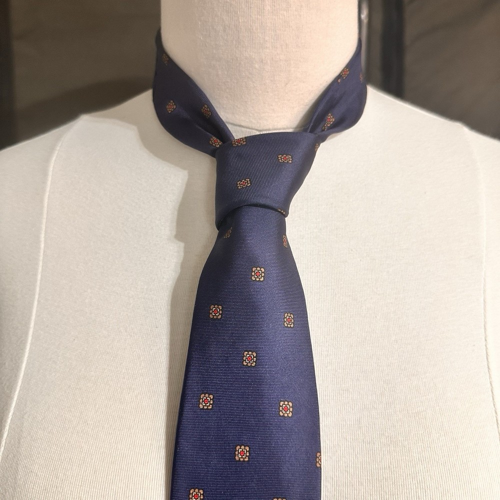 Lazarus Vintage Men's Tie Silk Blue Geometric Necktie Classic Office USA Made