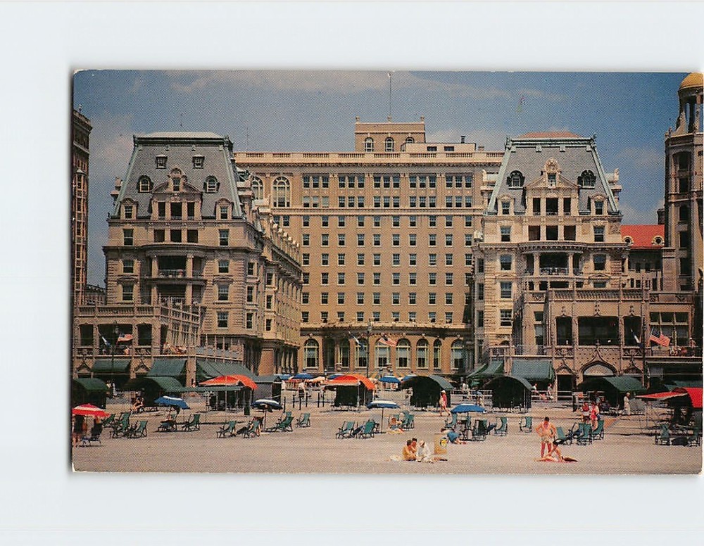 Postcard The Dennis Hotel viewed from beach Atlantic City USA