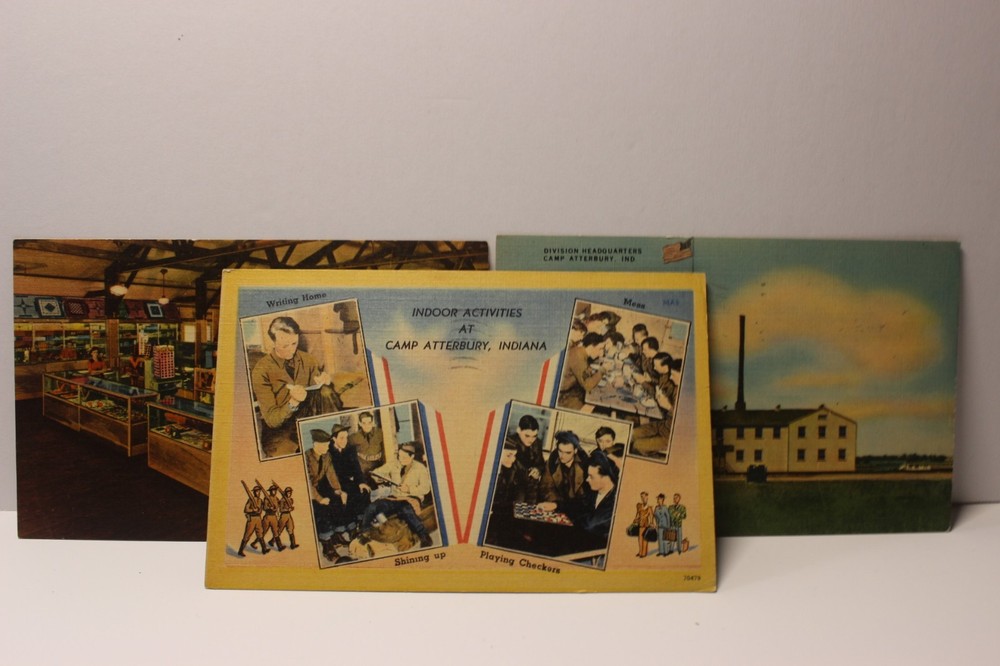Views of Camp Atterbury Indiana Lot of 3 Linen Postcards