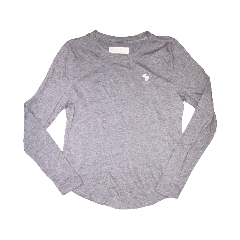 Abercrombie Kids Boys Gray Long Sleeve Crew Neck Logo T-Shirt Size 11/12