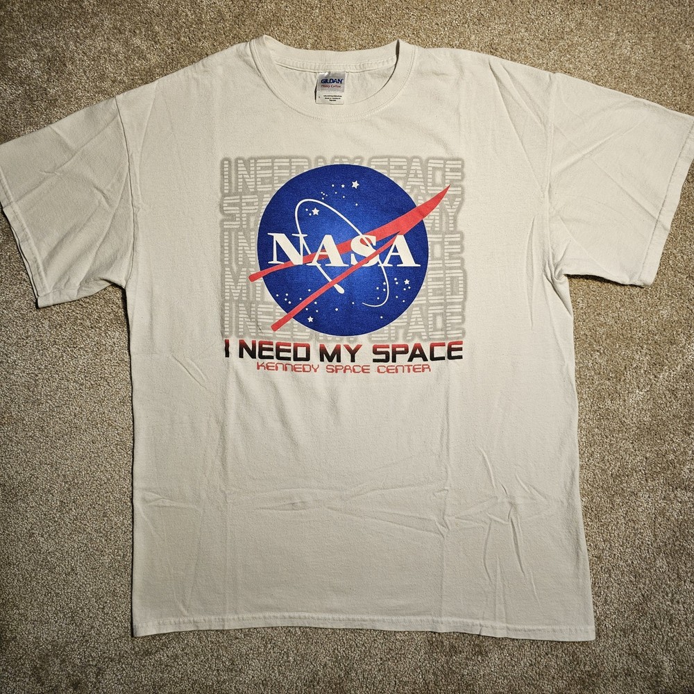 Vtg Y2k I Need My Space NASA Logo T-shirt Mens L  2000s Nerd STEM Rave Grunge 90