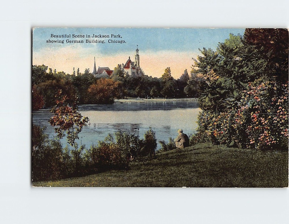 Postcard Jackson Park Showing German Building Chicago Illinois USA