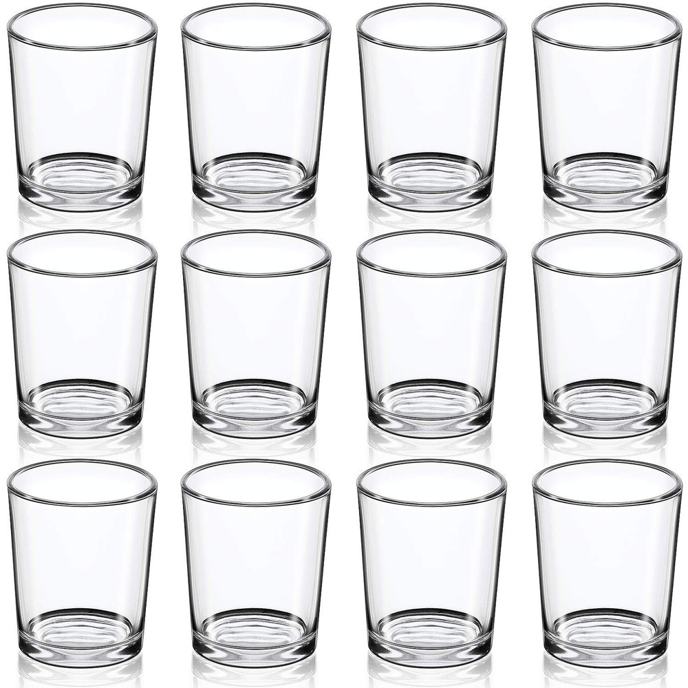 DARJEN Set of 12 Clear Glass Votive Candle Holders for Floating Candles