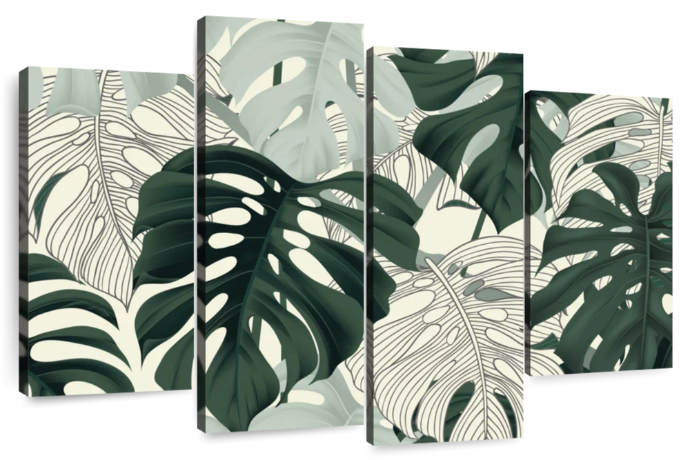 Jungle Monstera Leaves Wall Art