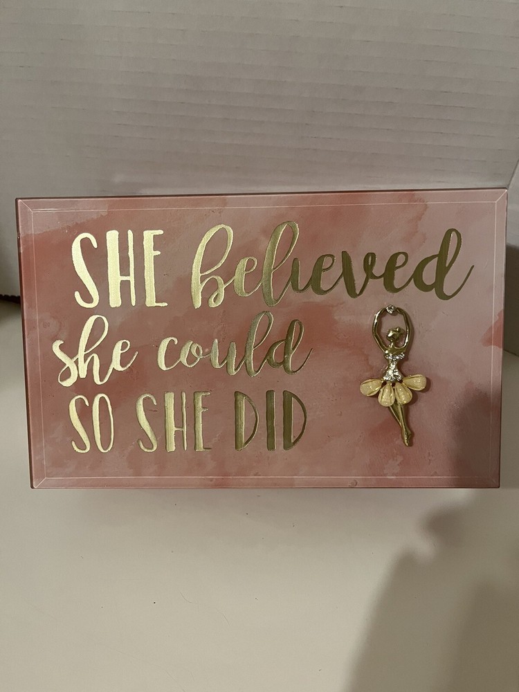 Keepsake box She Believed She Could Do She Did Ballerina Figure On Top ￼