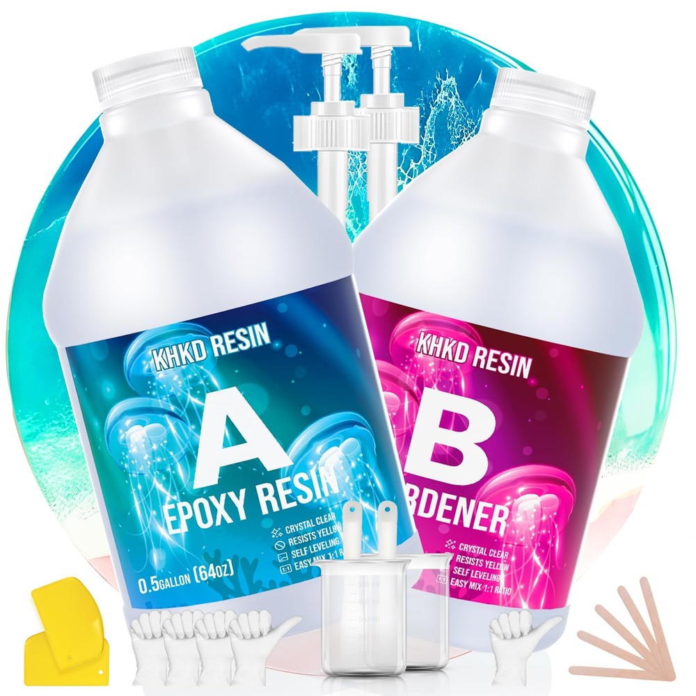 1 Gallon Crystal Clear Epoxy Resin Kit - 2 Part High Gloss Resina Epoxica  