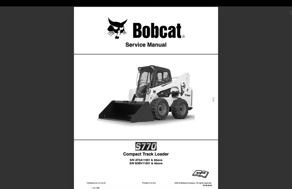 Bobcat S770 S/N ATF211001 Service Repair Manual, Workshop Manual