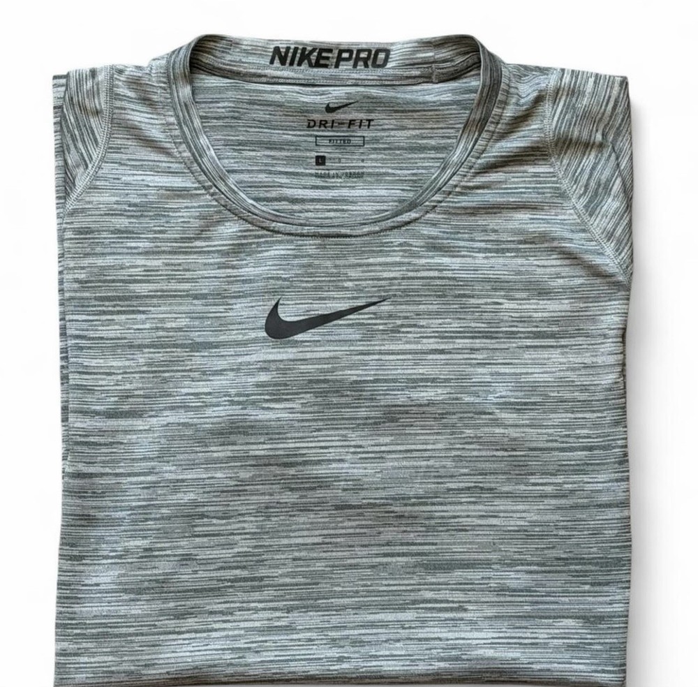 Nike Pro Dri Fit Mens Large Gray Compression Shirt Athletic Training Tee