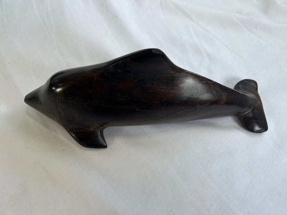 Vintage Ironwood Dolphin Figurine Carved Wooden Home Decor 11 Inches Beautiful!
