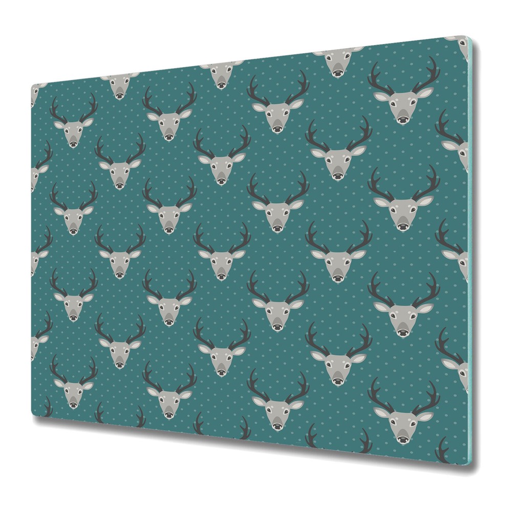 Glass Worktop Saver Kitchen grey deer Dark turquoise with dots 60x52
