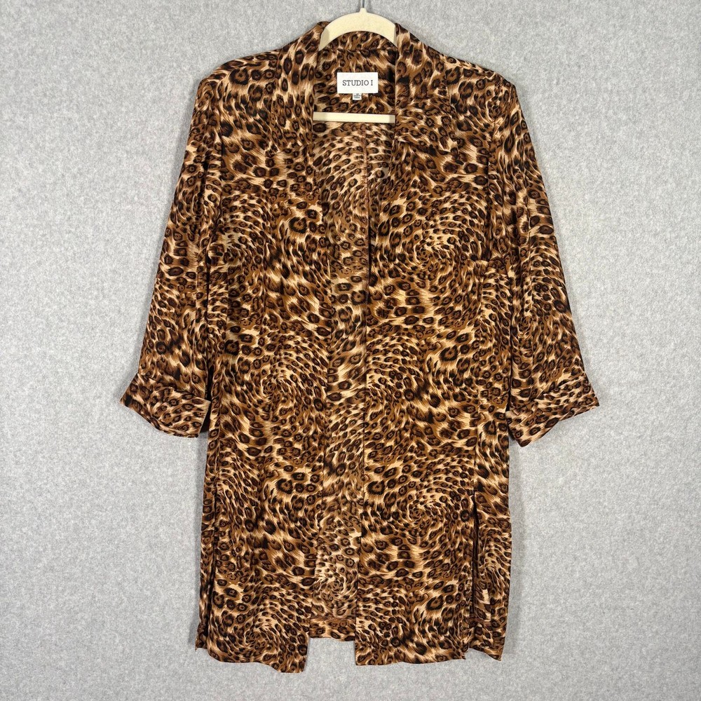 Kimono Duster Womens 12 Cardigan Leopard Animal Silky Boho Open Flowy Loose