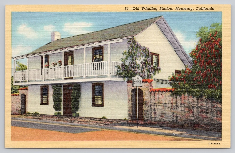 Old Whaling Station monterey California  Linen Postcard Unposted