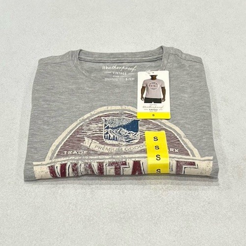 Weatherproof Vintage Men's Graphic Crew Neck Short Sleeve Tee, Gray, Size S