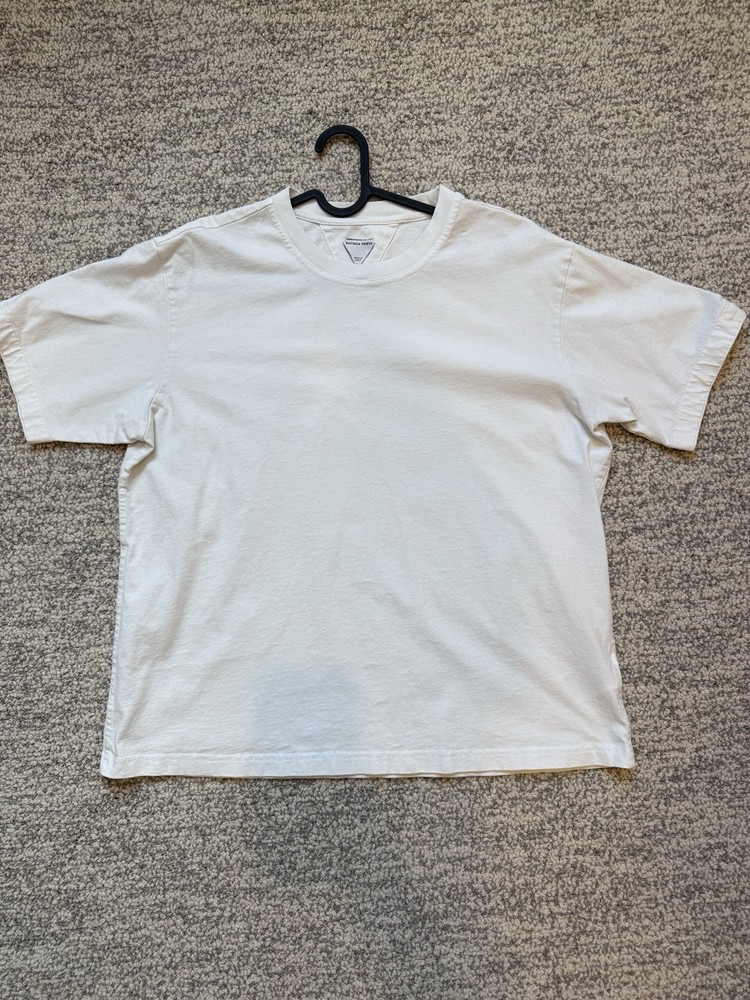 Bottega Veneta White Men’s Cotton Oversized T-Shirt, Size Medium, Boxy Fit