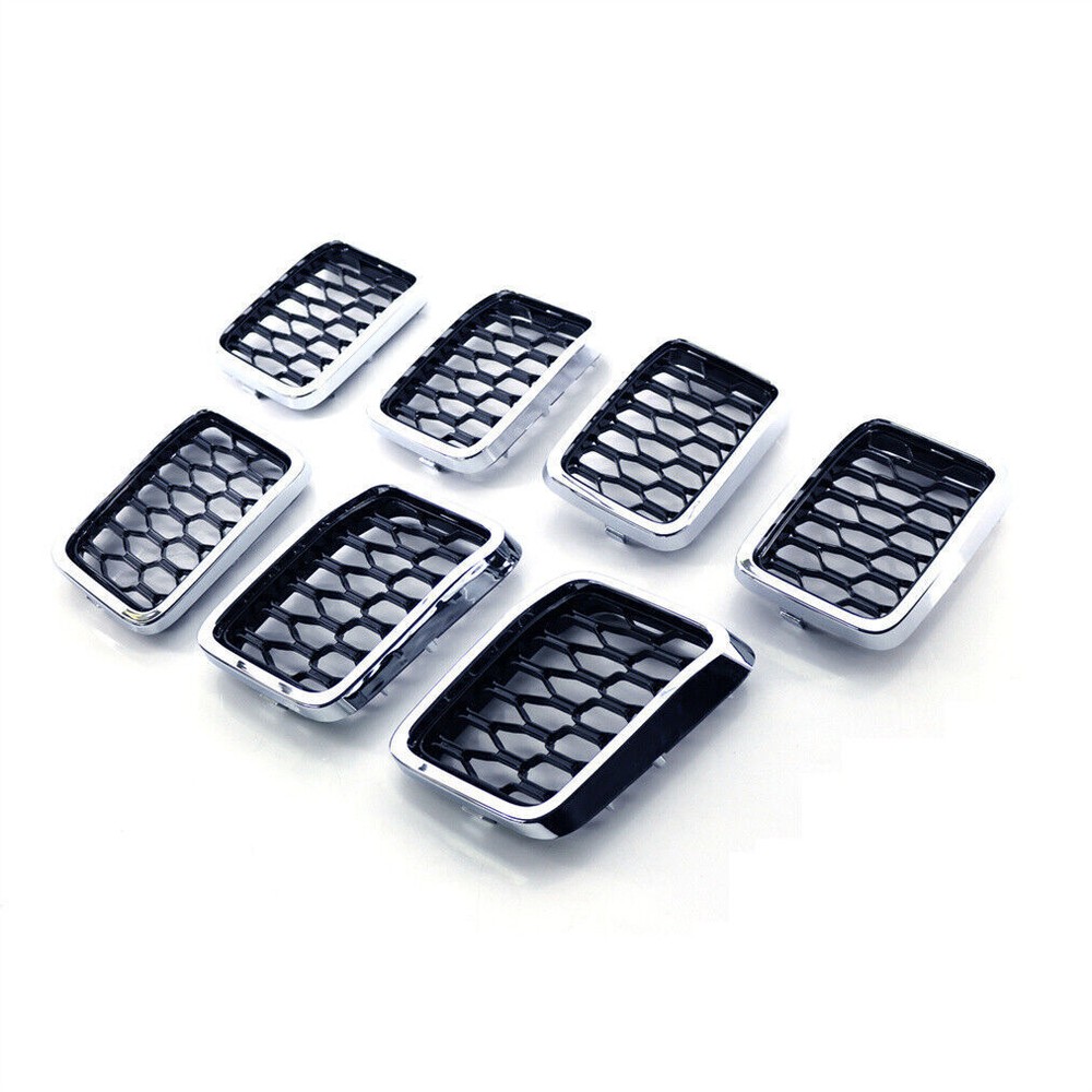Fit Jeep Grand Cherokee 2017-2021 18 19 20 Car Chrome Frame Mesh Front Grille