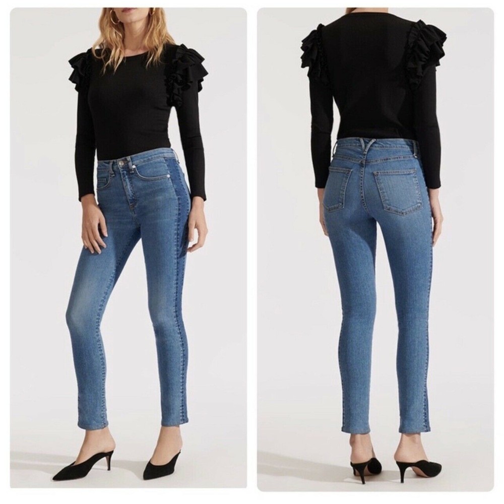Veronica Beard Jeans Size 26/2 Kate High Rise Skinny Jeans Blue Two Tone