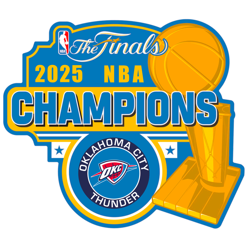 Oklahoma City Thunder 2025 NBA Champions sticker for laptop skateboard cell vinyl decal