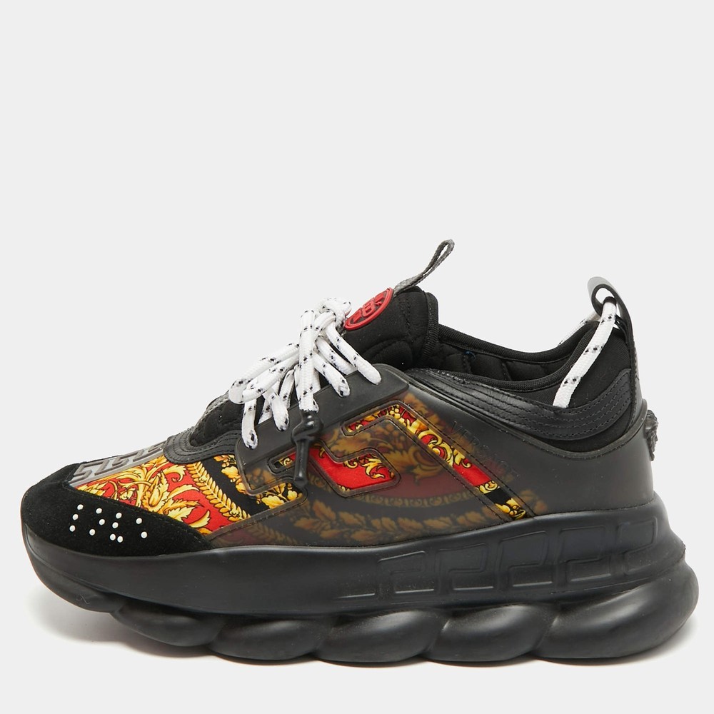 Versace Chain Reaction Size 41 Multicolor Leather and PVC Lace Up Sneakers