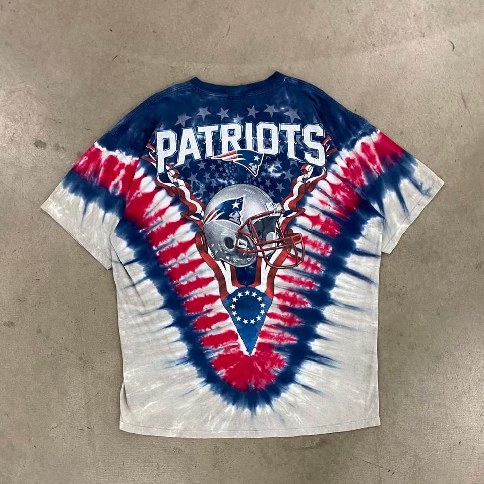 Vintage NFL New England Patriots 2000s Tie Dye AOP Football T-Shirt Size XL