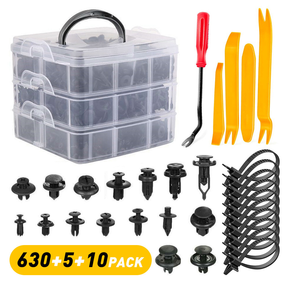 645pcs Plastic Rivets Fastener Push Clips Pin For Car Auto Truck Fender Bumper