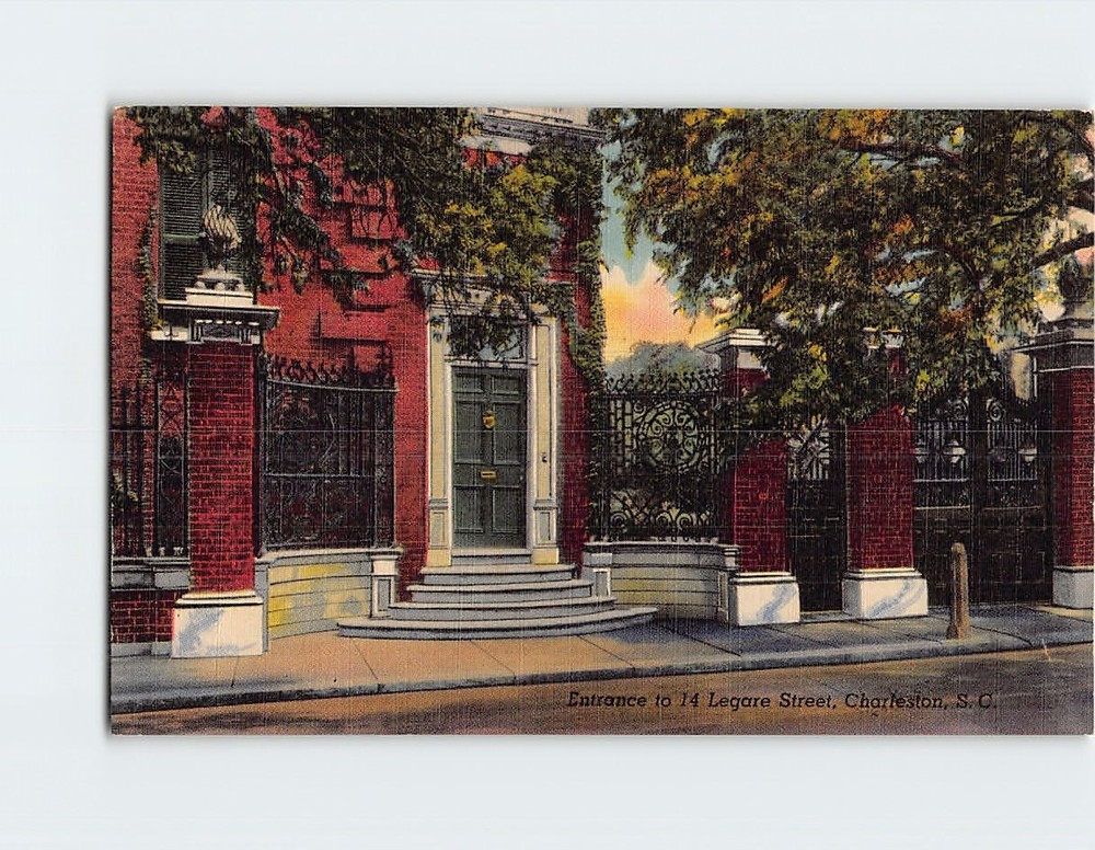 Postcard Entrance to 14 Legare Street Charleston South Carolina USA
