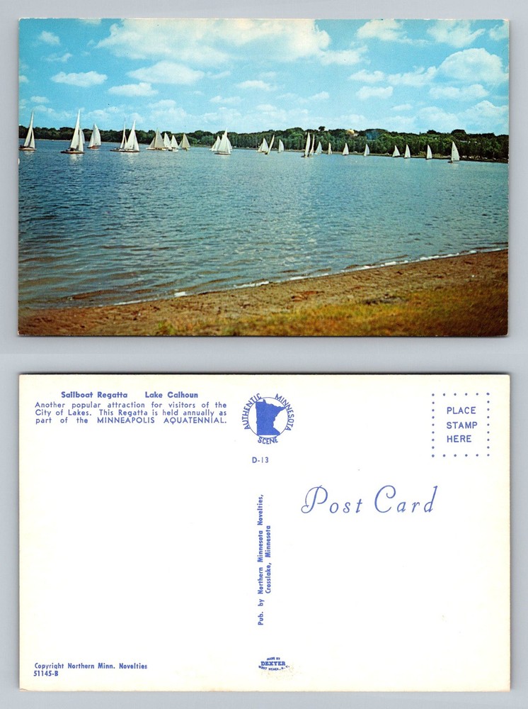 Minneapolis, MN-Minnesota, Lake Calhoun Annual Sailboat Regatta Vintage Postcard