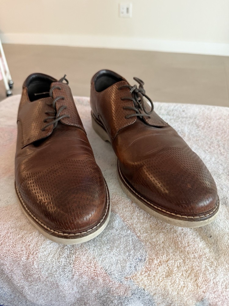 Johnston & Murphy Men's Brown Textured Leather Oxford Comfort Shoes 11M