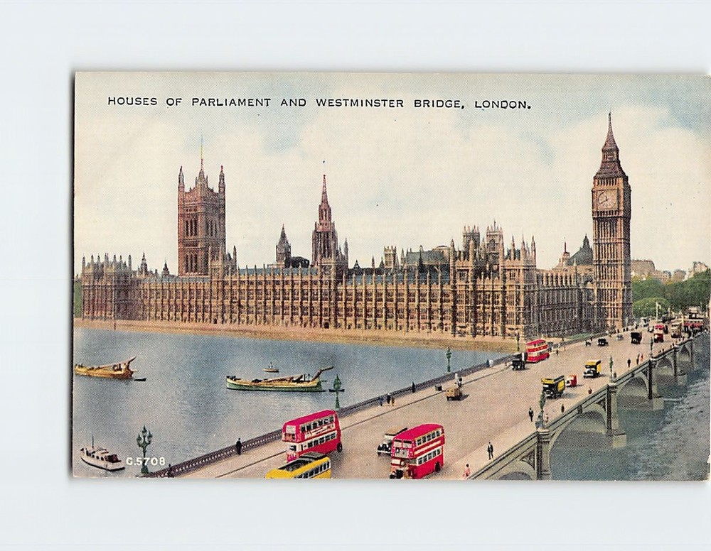 Postcard Houses of Parliament & Westminster Bridge London England