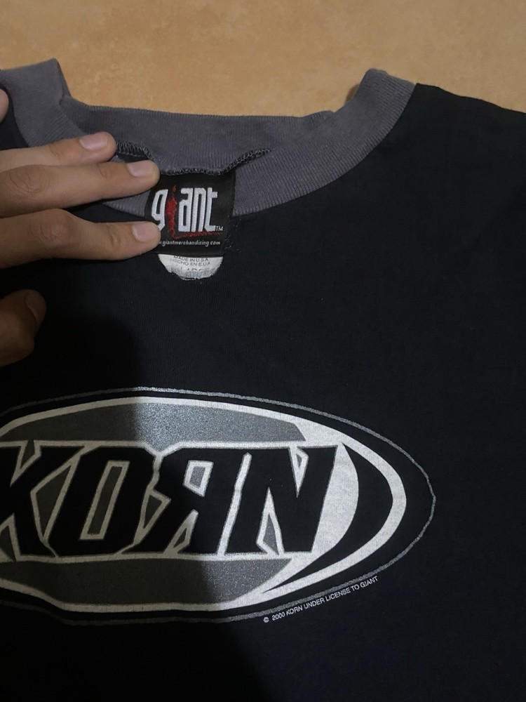 Vintage 2000 Giant Korn Long Sleeve Band T Shirt Black Gray Size L