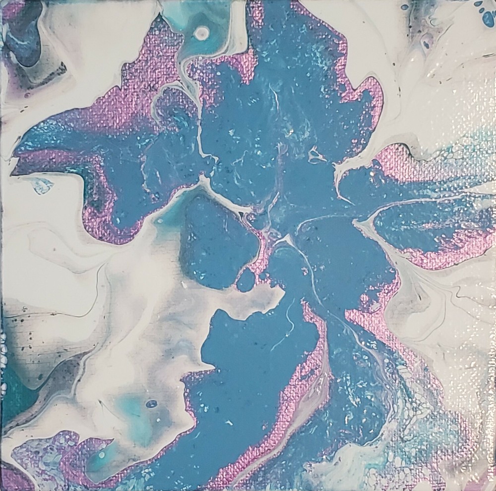 Abstract Betta Fish Canvas Art 6x6 Blue Purple Shelf Decor-image
